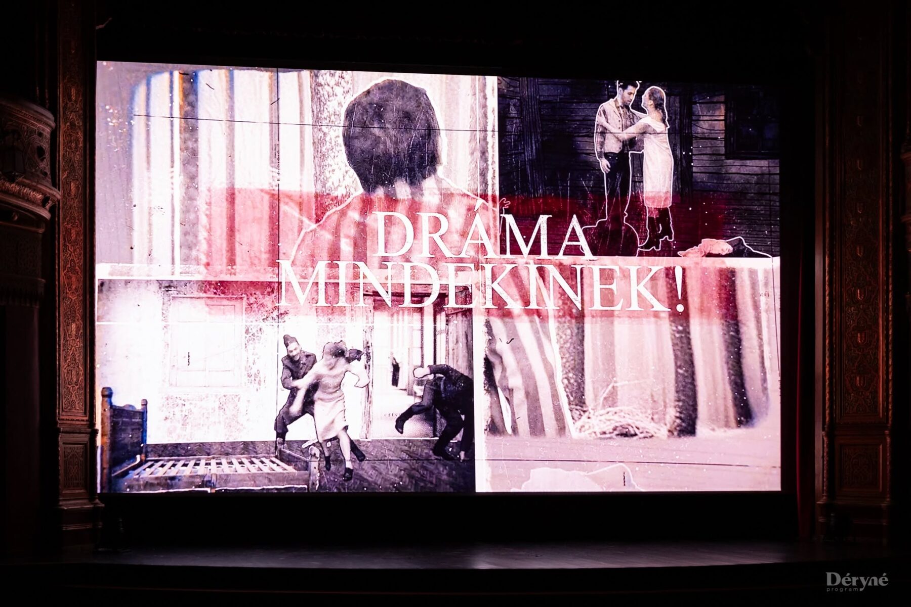 Vetítés a Dráma mindenkinek! film bemutatóján, a mozivásznon a film címével
