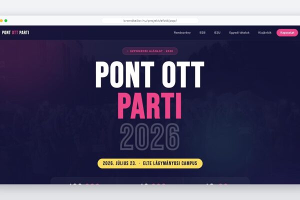 Pont Ott Parti sales landing – nyitóképernyő az esemény arculatával