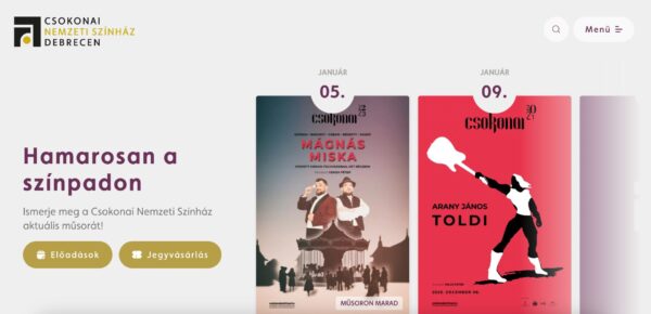 A Csokonai Nemzeti Színház weboldalának „Hamarosan a színpadon” szekciója