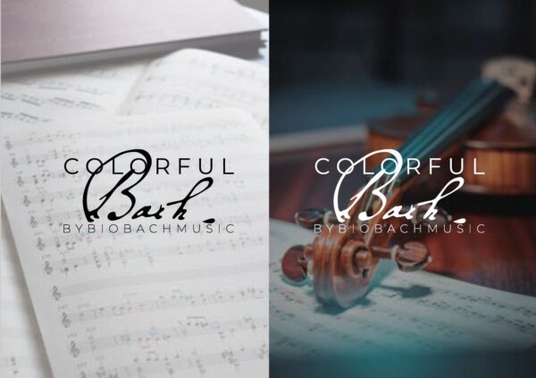 Colorful Bach arculati alkalmazások kottalapon, két logóváltozattal
