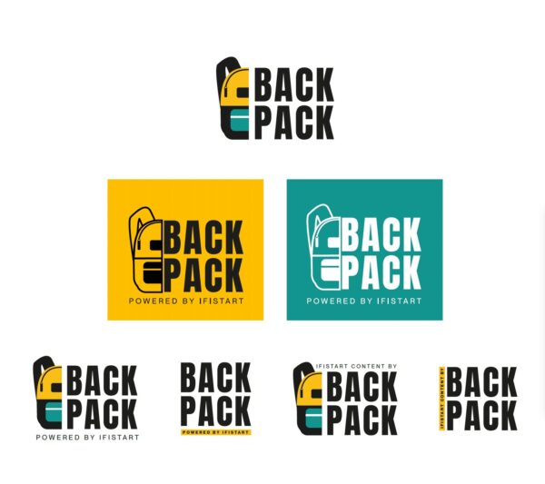 A Backpack logó változatai és színvariációi
