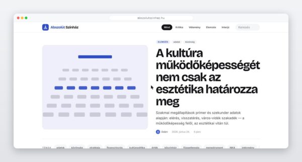 Az Abszolút Színház online felületének tanulmányoldala