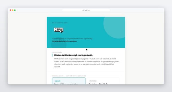 A CTRLab weboldalának nyitóképernyője