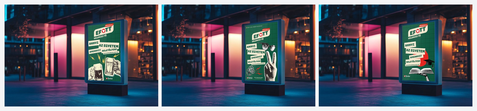 Dreher × EFOTT CLP-kampány három kollázs-változata city light felületen