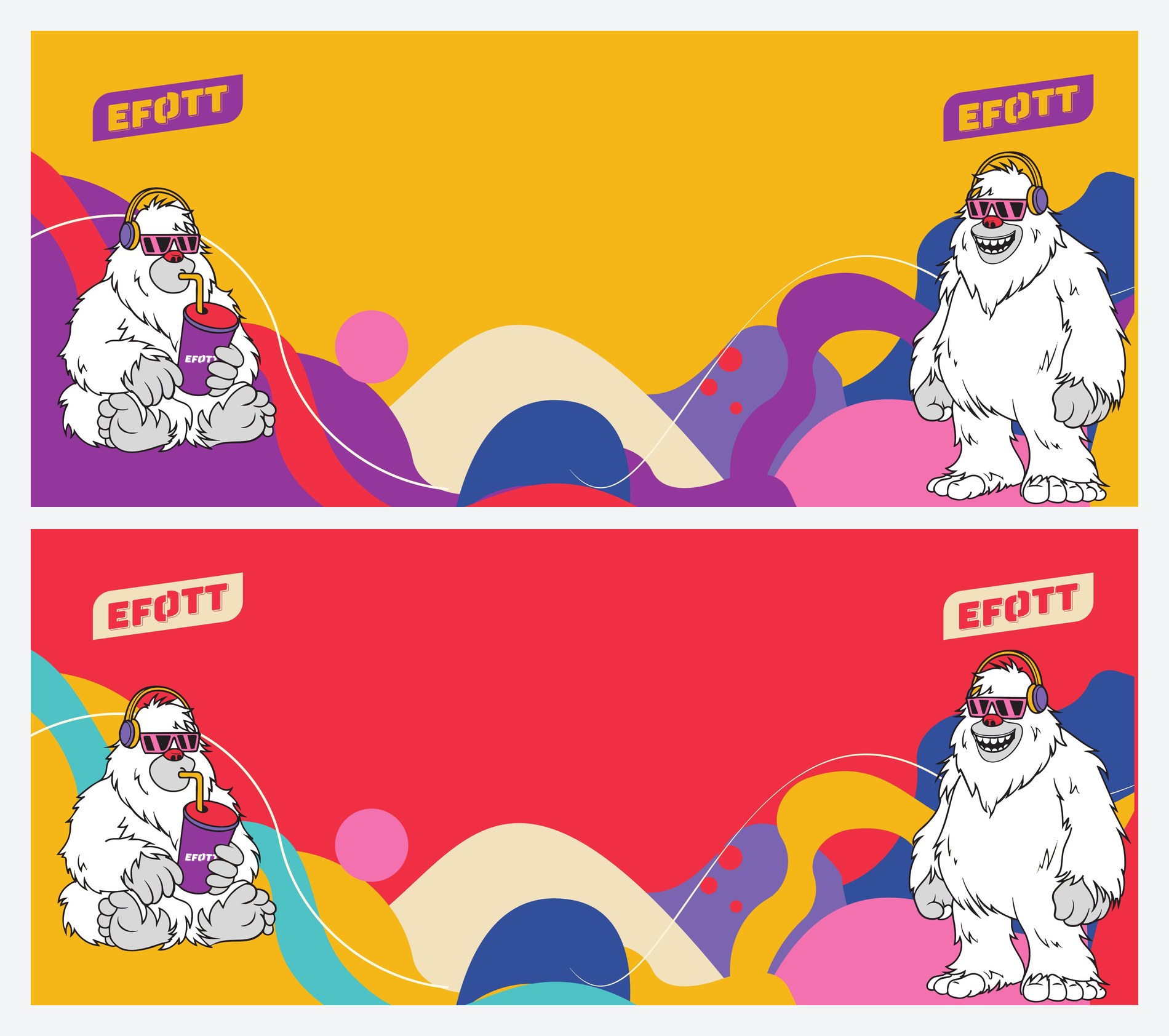 EFOTT 2025 konténerborítás két színváltozatban, a Yeti kabalafigurával
