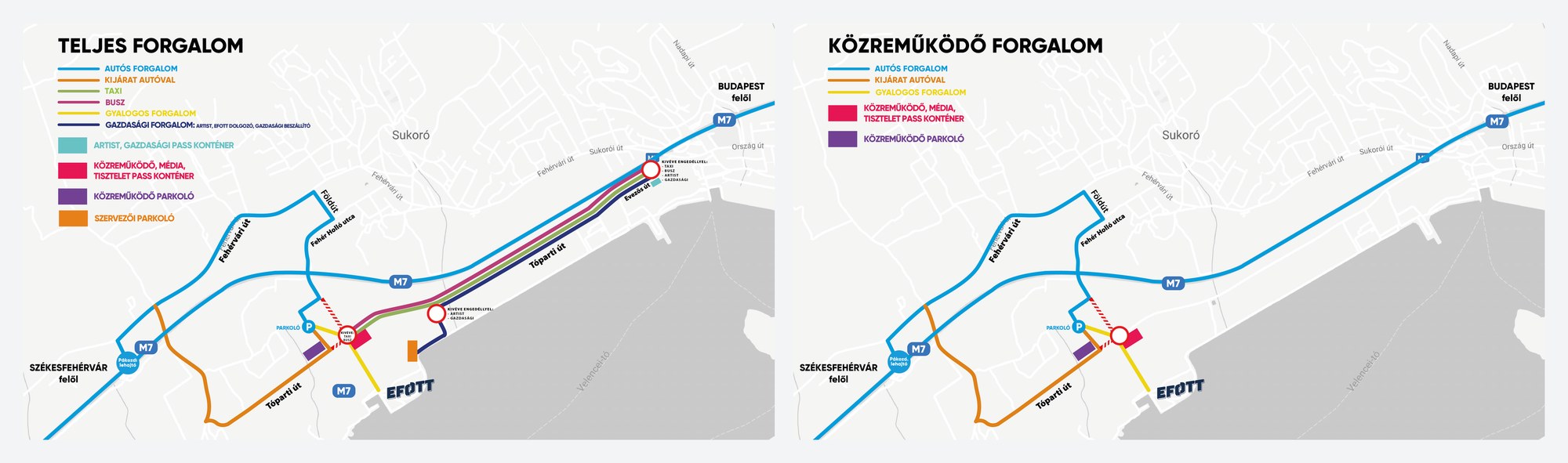 EFOTT 2025 közlekedési tájékoztató térképek – teljes és közreműködői forgalom