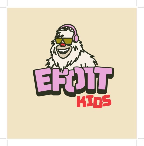 EFOTT Kids – a gyerekprogram logója: a Yeti fejhallgatóval, rózsaszín EFOTT felirattal