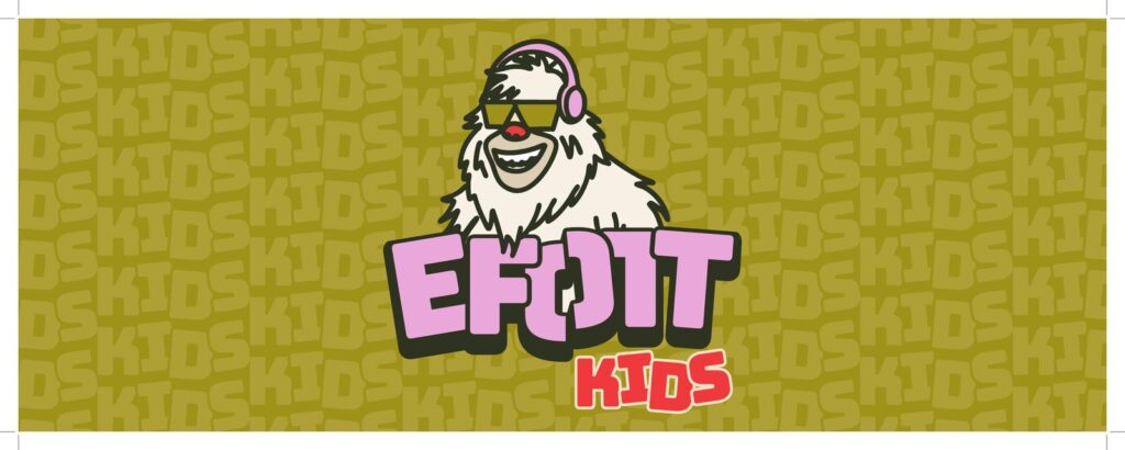 EFOTT Kids – a logó mintás háttéren, a Kids-motívumok ismétlődő rendszerével