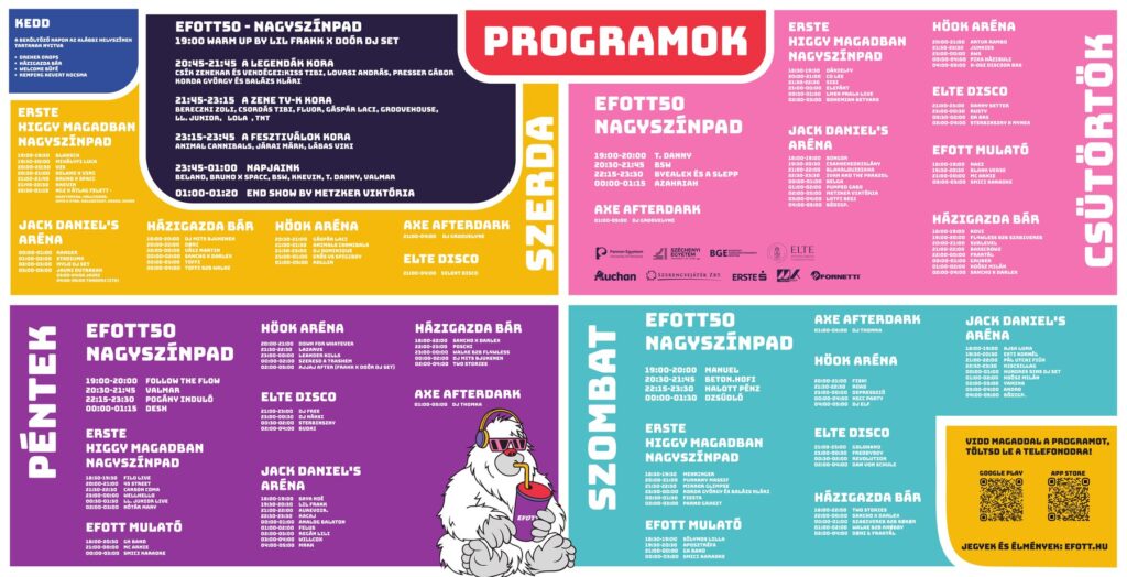 EFOTT 2026 – a fesztivál négy napjának programtáblája