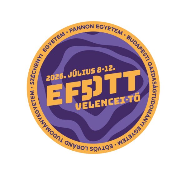 EFOTT50 arculat – körpecsét logó lila alapon, a házigazda egyetemek nevével