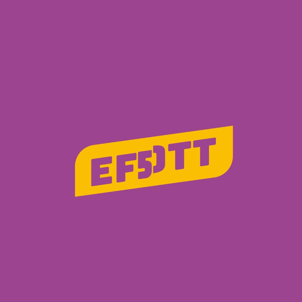 EFOTT50 logó – rövid jel: csak az EF50TT badge, sárgában