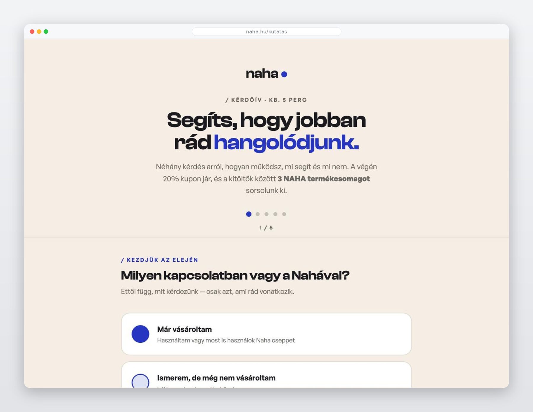 A NAHA buyer persona kutatás online kérdőíve
