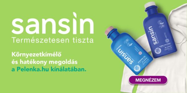 Sansin pelenka kampánybanner fekvő formátumban, termékfotóval