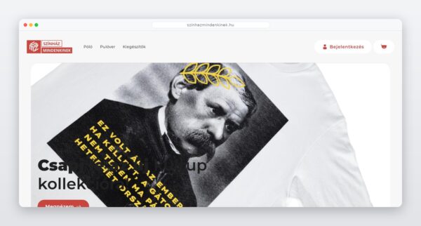 A Színház Mindenkinek webshop kollekciós oldala